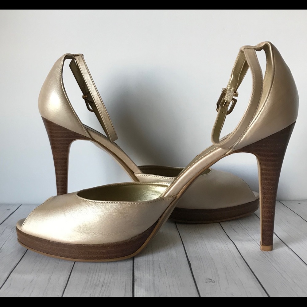 Nine West Cream Blush Peep Toe Heels Sandal Pumps